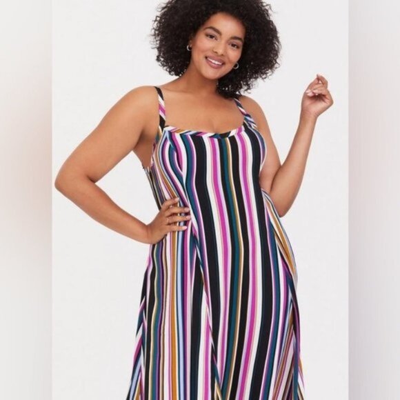 Torrid Maxi Challis High-Low Striped Dress Size 1x - Picture 3 of 9